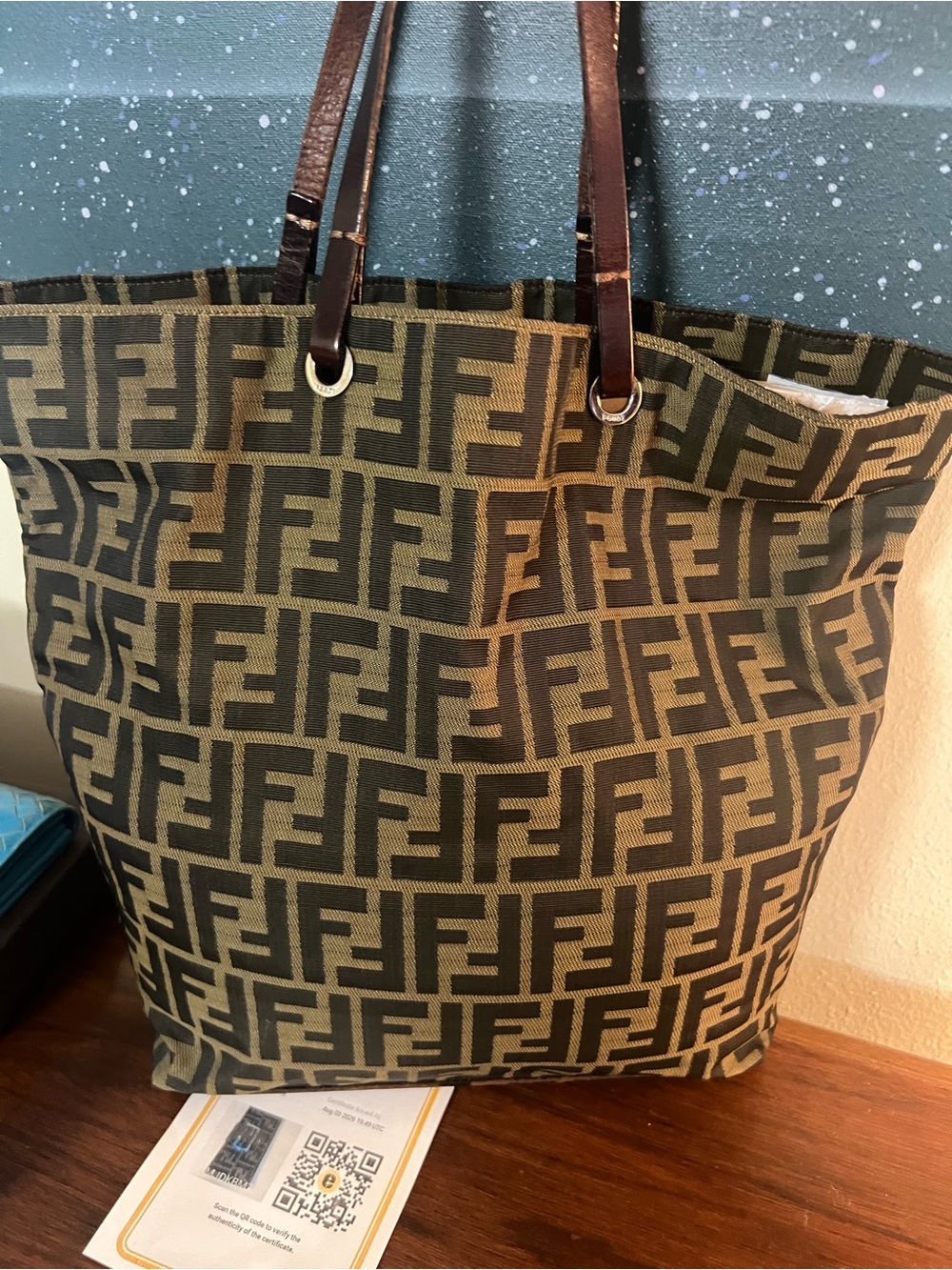 Fendi Zucca FF Logo Tote with Matching Silver Clasp Wallet - Picture 10 of 15